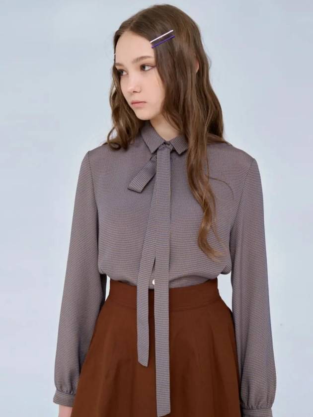 Tie blouse check brown 0121 - VOYONN - BALAAN 9