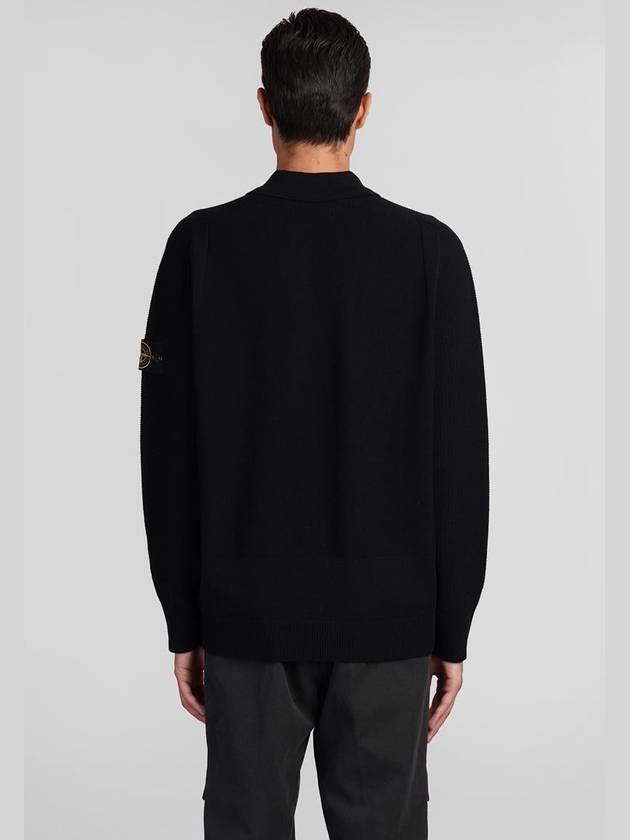 Half Zip Knit Polo Shirt Black - STONE ISLAND - BALAAN 4