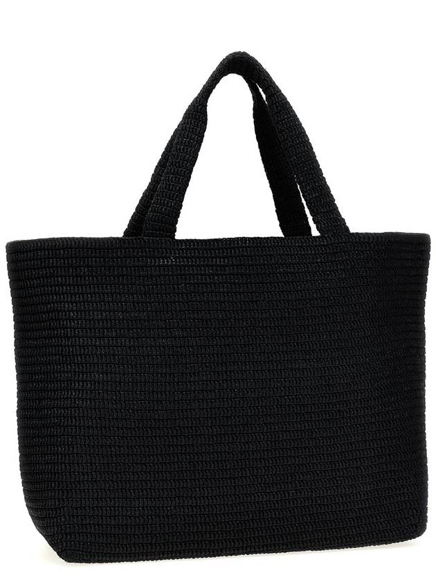 Raffia Tote Bag Black - SAINT LAURENT - BALAAN 3