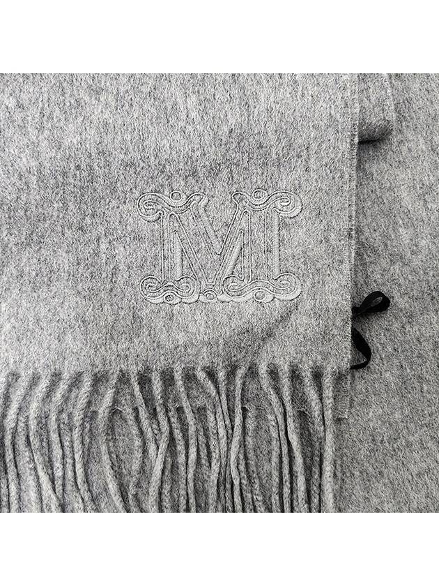 Wsdahlia Embroid M Logo Fringe Cashmere Muffler Light Grey - MAX MARA - BALAAN 5