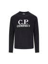 Logo Intarsia Lambswool Knit Top Black - CP COMPANY - BALAAN 1