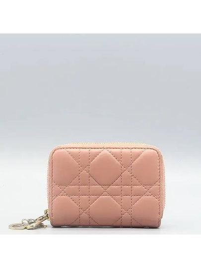 S0985ONMJ M82P Pink Lambskin Cannage Lady Voyager Zipper Small Coin Purse - DIOR - BALAAN 2