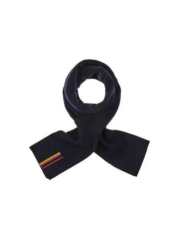 Striped Patch Wool Knit Scarf Navy - PAUL SMITH - BALAAN 1