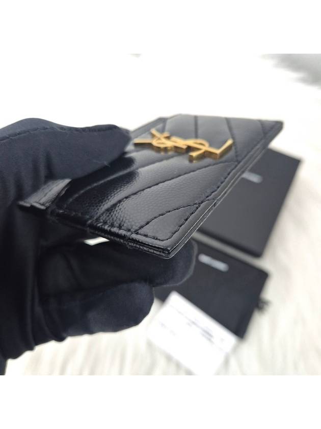 Matelasse monogram card wallet black - SAINT LAURENT - BALAAN 4