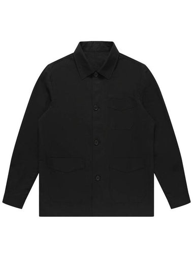 Linen Twill Outer Long Sleeve Shirt Black - SOLEW - BALAAN 1