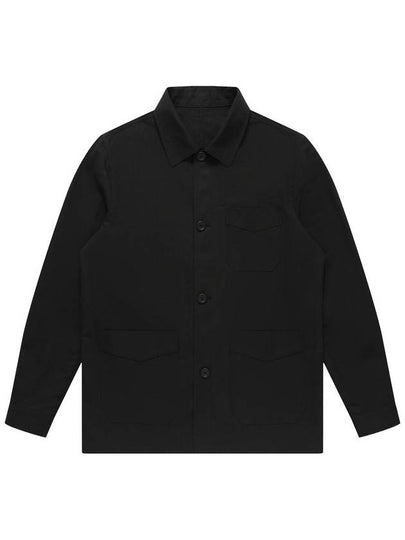 Linen Twill Outer Long Sleeve Shirt Black - SOLEW - BALAAN 2