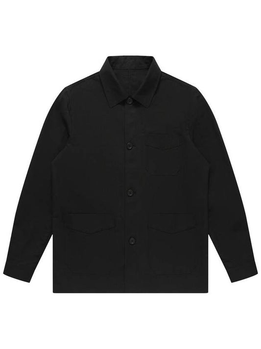 Men's Linen Twill Outerwear Shirt Black - SOLEW - BALAAN 1