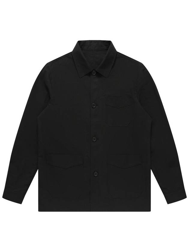 Linen Twill Outer Long Sleeve Shirt Black - SOLEW - BALAAN 1