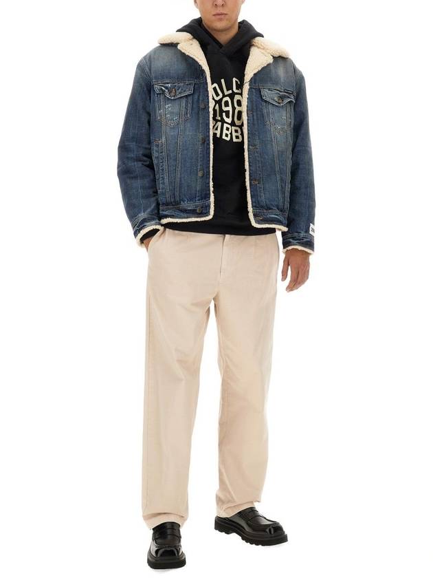 Dolce & Gabbana Blue Denim Shearling Jacket - DOLCE&GABBANA - BALAAN 4