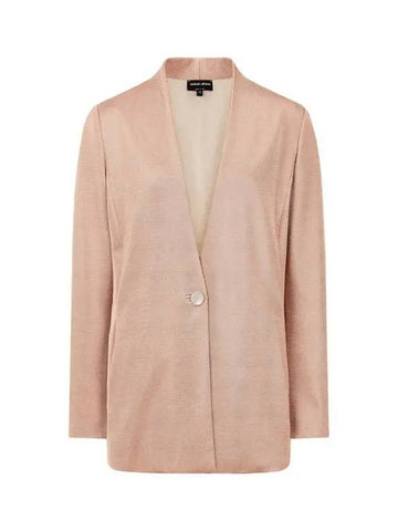 Women s One Button Metallic Knit Jacket Rose Gold - GIORGIO ARMANI - BALAAN 1