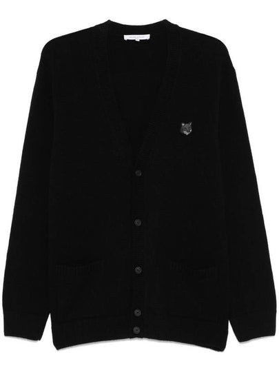 Bold Fox Head Patch Regular Lambswool Cardigan Black - MAISON KITSUNE - BALAAN 2