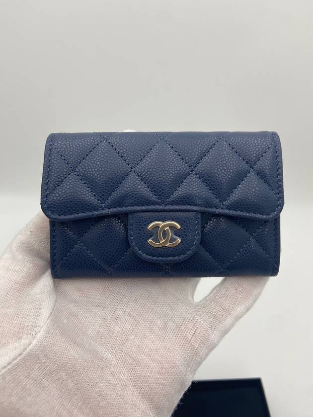 Classic Tok Card Wallet Caviar Navy Champagne Gold AP0214 - CHANEL - BALAAN 2