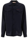 Logo Relaxed Fit Virgin Wool Long Sleeve Shirt Navy - MARNI - BALAAN 2