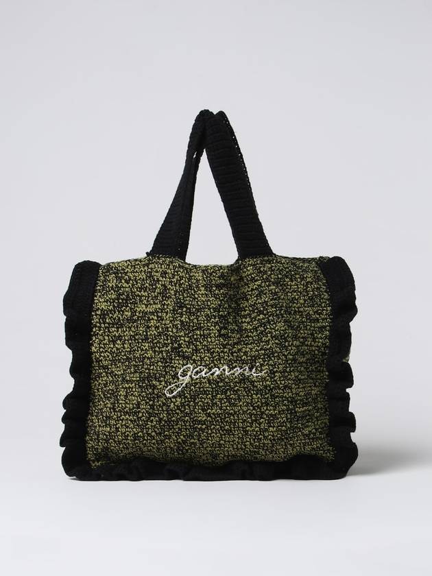 Embroidered Logo Knit Tote Bag Black Green - GANNI - BALAAN 2