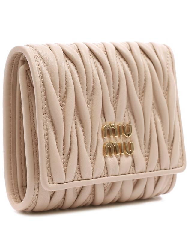 Matelasse Logo Nappa Leather Half Wallet Powder Pink - MIU MIU - BALAAN 4