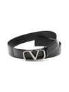 V Logo Signature Leather Belt Black - VALENTINO - BALAAN 1