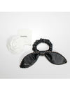 CC Chain Leather Ribbon Scrunchy Black - CHANEL - BALAAN.
