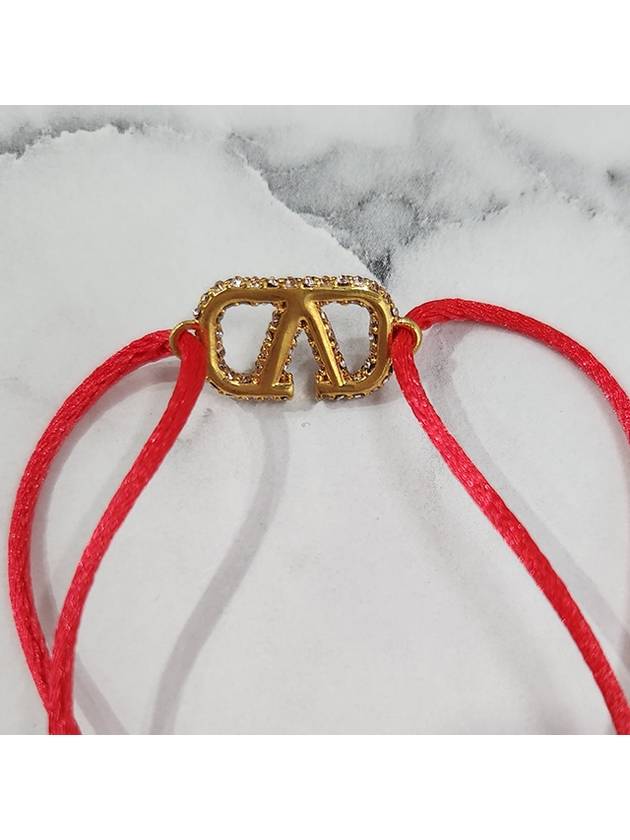 V Logo Crystal Bracelet Red - VALENTINO - BALAAN 6