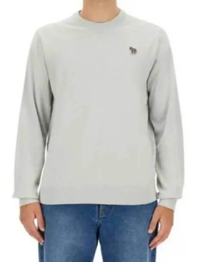 Zebra Patch Crew Neck Knit Top Light Grey - PAUL SMITH - BALAAN 2