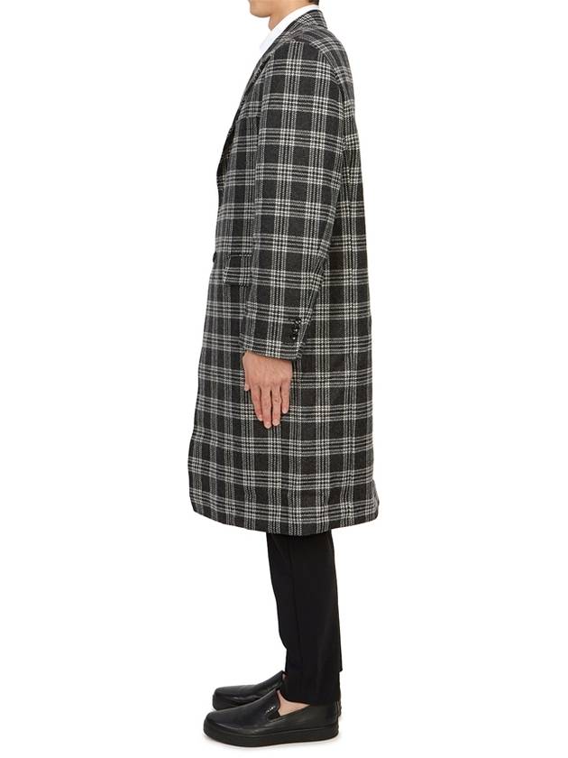 Men's Prince Of Wales Lambswool Single Coat Medium Grey - THOM BROWNE - BALAAN 4