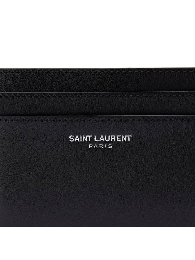 Smooth Leather Classic Logo Card Wallet Black - SAINT LAURENT - BALAAN 6