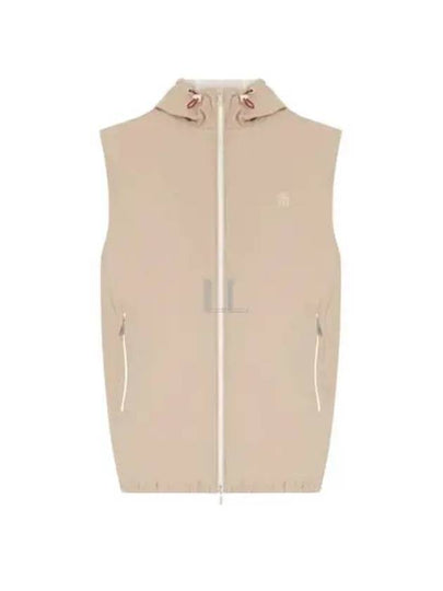 Drawstring Hooded Zipper Vest Beige - BRUNELLO CUCINELLI - BALAAN 2