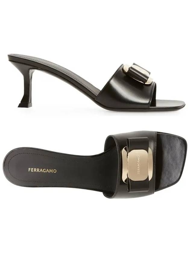 24SS ZELIE Bow Mule Sandals Black 0768714 - SALVATORE FERRAGAMO - BALAAN 1