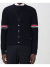 Milano Stitch Sprite Armband Cotton V-neck Cardigan Navy - THOM BROWNE - BALAAN 2