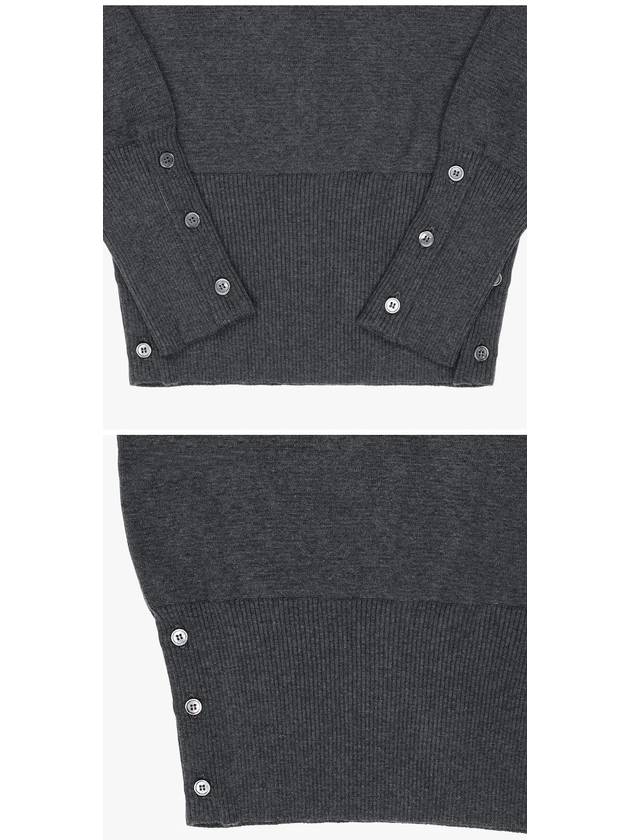 Milano Stitch Crewneck 4-Bar Cotton Crepe Knit Top Grey - THOM BROWNE - BALAAN 4