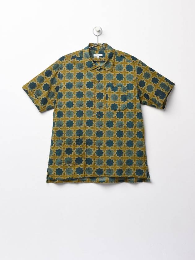 Camp Shirt Olive Cotton Cross Batik - ENGINEERED GARMENTS - BALAAN 1