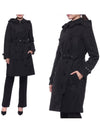 Detachable Hood Teffeta Kensington Trench Coat Black - BURBERRY - BALAAN 3