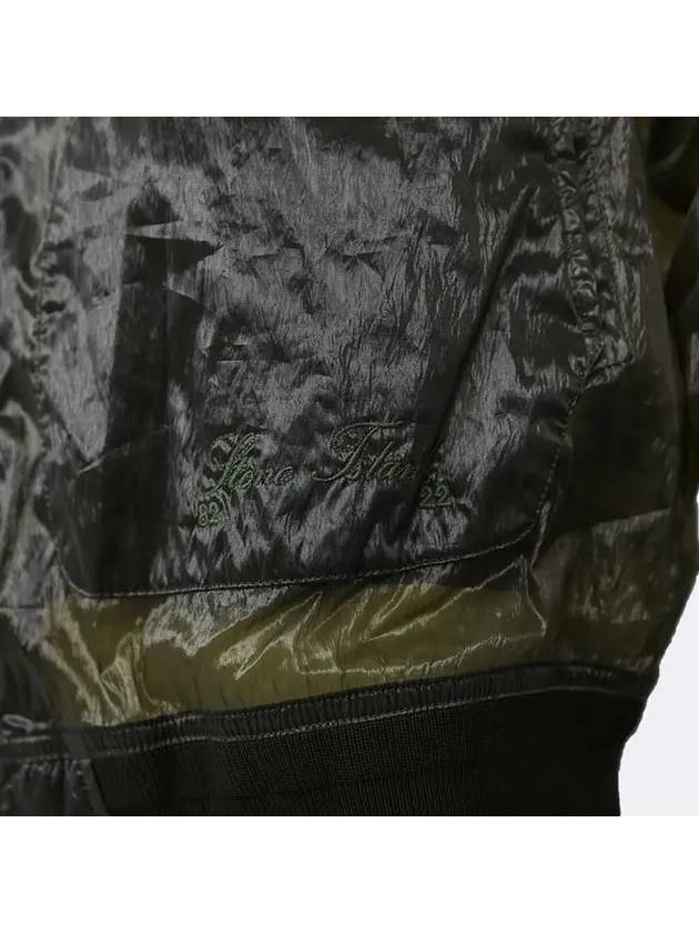 Men's Waffen Patch Back Printing Shiny See-through Bomber Jacket Green - STONE ISLAND - BALAAN.