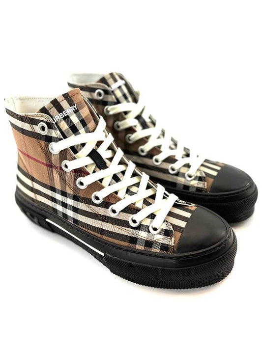 Vintage Check Stripe Logo High Top Sneakers Brown - BURBERRY - BALAAN 2