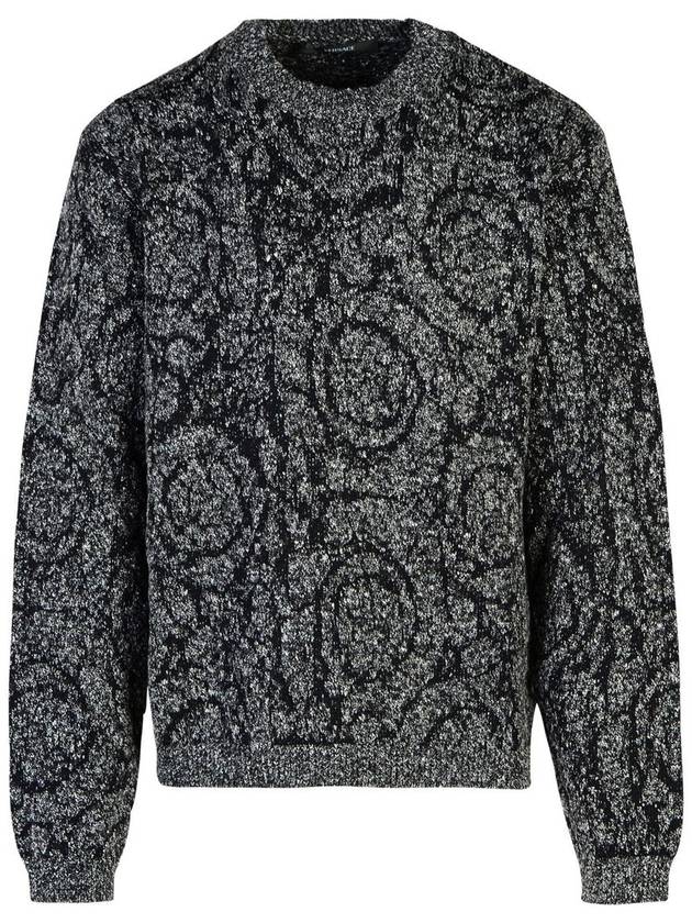 Jacquard Long Sleeve Knit Top Grey - VERSACE - BALAAN 2