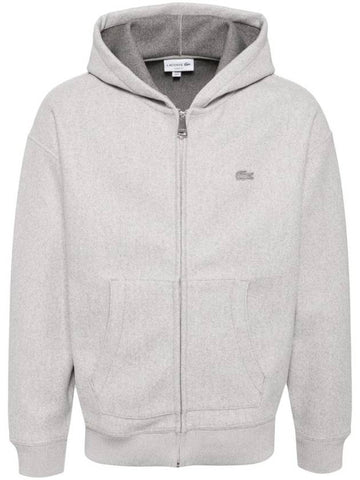 Men's Loose Fit Zip-Up Hooded Jacket Grey - LACOSTE - BALAAN 1