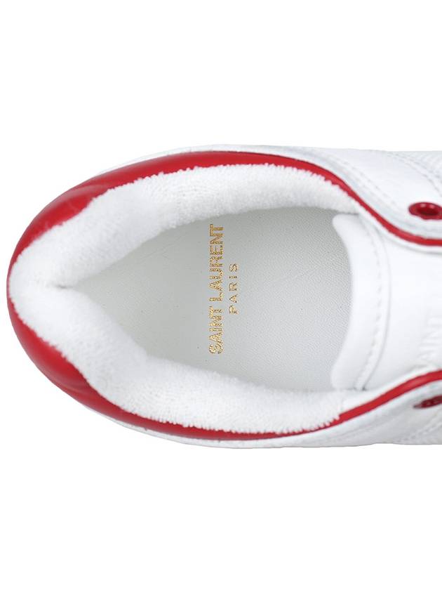 Crack Lace Up Calf Leather Low Top Sneakers White Red - SAINT LAURENT - BALAAN 9