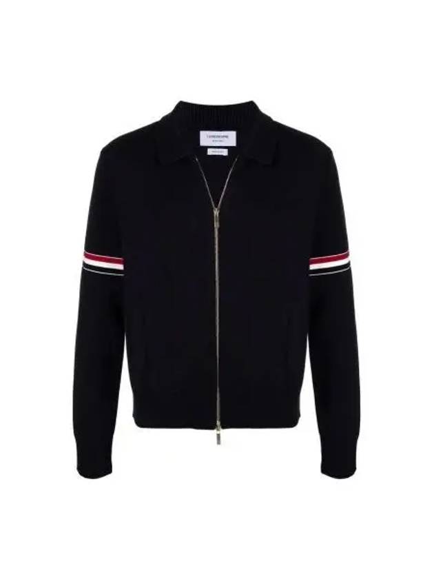 RWB Arm Banding Milano Stitch Collar Zip-up Jacket Navy - THOM BROWNE - BALAAN 2