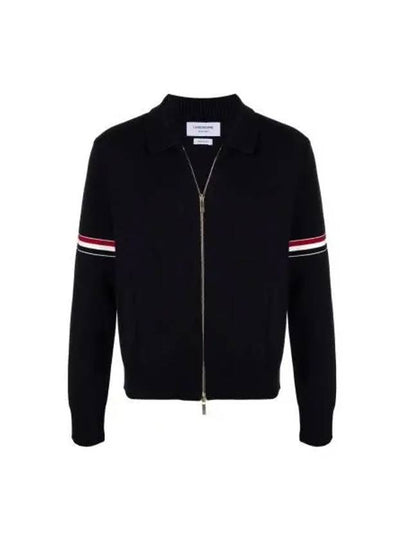 RWB Arm Banding Milano Stitch Collar Zip-up Jacket Navy - THOM BROWNE - BALAAN 2