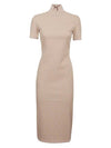 Women's FF Logo Short Sleeve Midi Dress Beige - FENDI - BALAAN 2