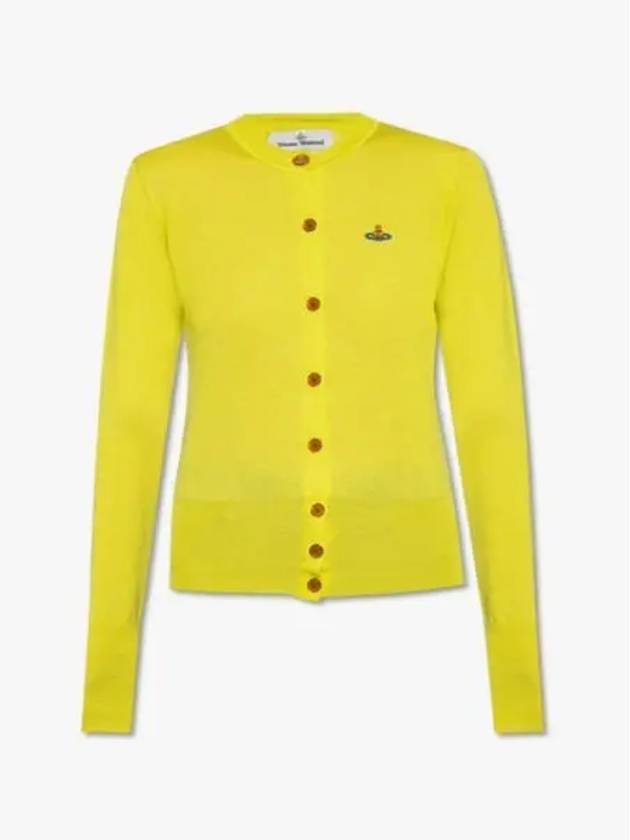 Women's ORB Embroidered Logo Cardigan Yellow - VIVIENNE WESTWOOD - BALAAN 2