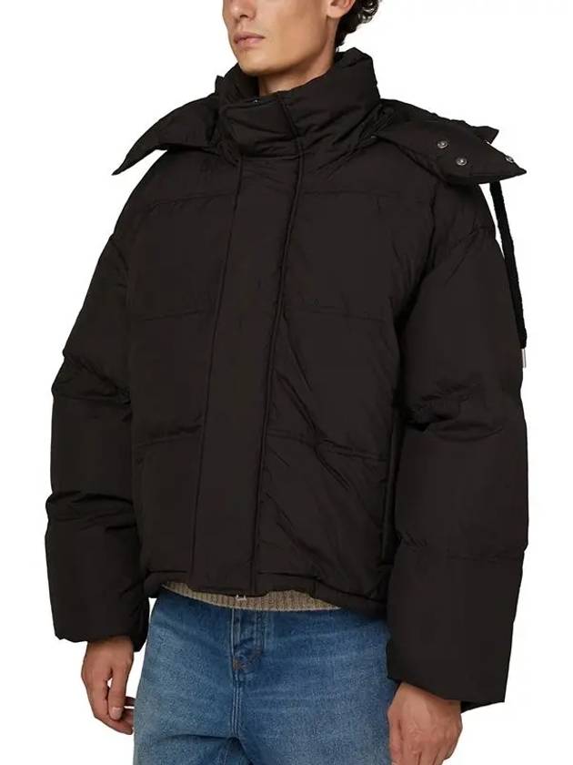 Oversized Nylon Puffer Down Jacket Black - AMI - BALAAN 4