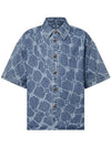 Monogram Printed Denim Short Sleeve Shirt Indigo - LOUIS VUITTON - BALAAN 1