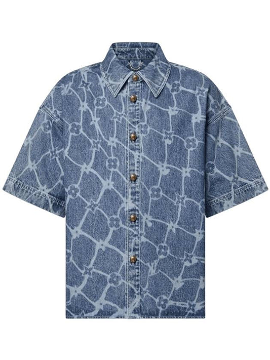 Monogram printed denim short sleeve shirt indigo - LOUIS VUITTON - BALAAN 1