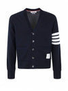 V-Neck 4 Bar Cardigan Navy - THOM BROWNE - BALAAN 2