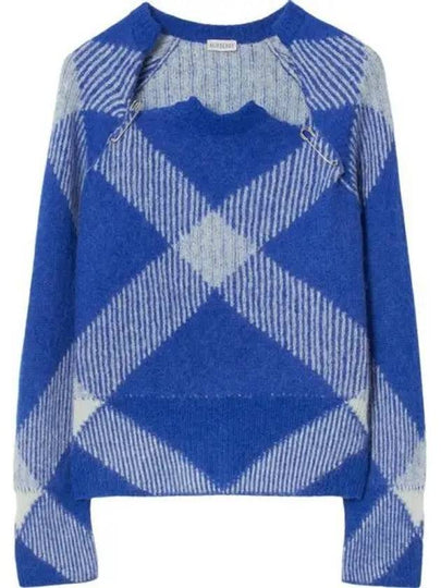 Women's Check Alpaca Wool Blend Knit Top Night - BURBERRY - BALAAN 2