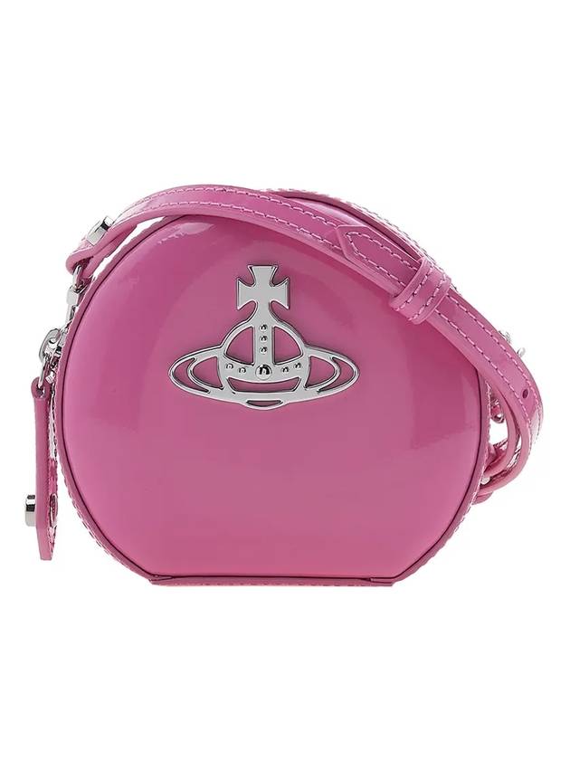 Silver Logo Shiny Mini Round Cross Bag Pink - VIVIENNE WESTWOOD - BALAAN 1