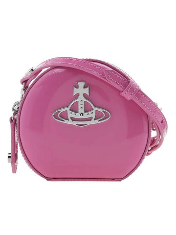 Silver Logo Shiny Mini Round Cross Bag Pink - VIVIENNE WESTWOOD - BALAAN 1