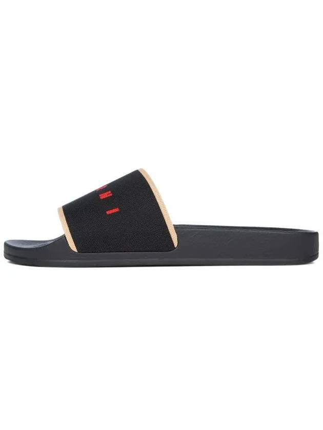 Logo Jacquard Rubber Slippers Black - MARNI - BALAAN 4