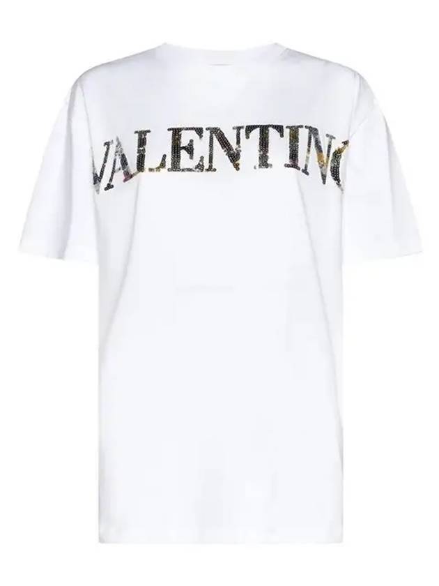 Women's Embroidered Jersey Short Sleeve T-Shirt White - VALENTINO - BALAAN 2