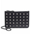 Rockstud Credit Card Wallet Black - VALENTINO - BALAAN.